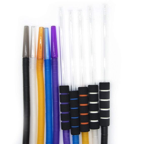 Einweg-Shisha-Schlauch, 183 cm, mit Glas-Mundstück, Schaumstoffgriff, 5 Farben, waschbar, langlebig, Wasserpfeife, Zubehör (5)