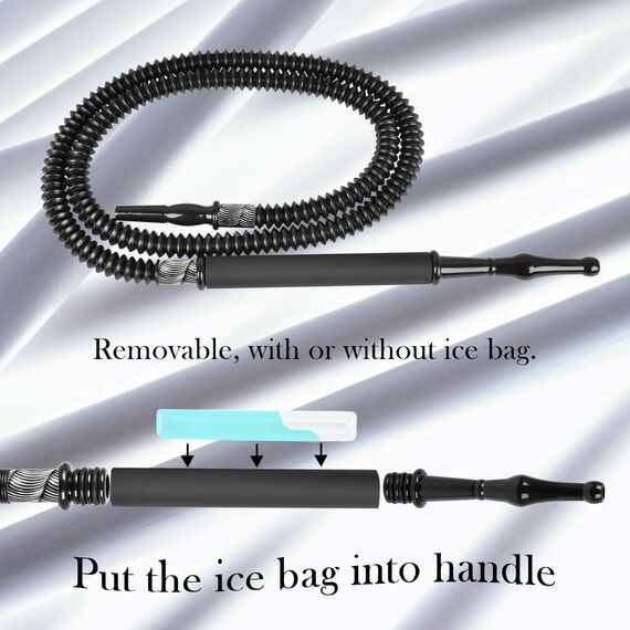 Skalierbarer Hookah Schlauch Ice Shisha Hookah Pfeife Abnehmbares Mundstück mit 2 wiederverwendbaren Eisbeutel für Frozen Cool Smoking (Schwarz)