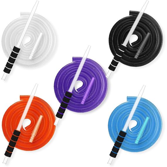 3 Stück Einweg Hookah Glasschlauch - Premium Einmal-Wasserpfeife Schlauch für hygienisches & reibungsloses Rauchen - Kristallklares Design - Passend für die meisten Wasserpfeifen