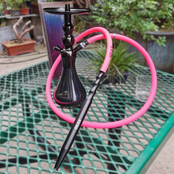HRAN 100% waschbares mattes Silikon Shisha Schlauch Set Komplett mit Zubehör 1,5 Meter Edelstahl Shisha Schlauch Abnehmbarer Aluminiumgriff Mundstück Adapter Anti-Biegungsfeder (Rosa)