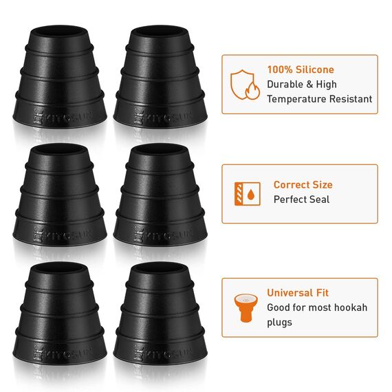 Shisha Schlauch Tüllen Silikon Dichtung - Kitosun Original Shisha Zubehör Strapazierfähige Silikon Plug Tüllen Verhindern Sie, dass Shisha-Schläuche beim Rauchen herausfallen (schwarz)
