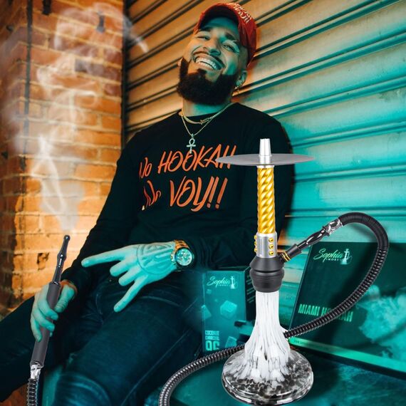 Skalierbarer Hookah Schlauch Ice Shisha Hookah Pfeife Abnehmbares Mundstück mit 2 wiederverwendbaren Eisbeutel für Frozen Cool Smoking (Schwarz)