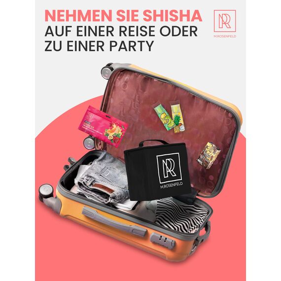 M. ROSENFELD Mini Shisha To Go mit Tasche & Premium Zubehör [Shisha Kopf Set mit HMD Smokebox + Schlauch + Mundstück] Edelstahl Tauchrohr Diffusor & Acryl Kleine Bowl - Shisha Roségold