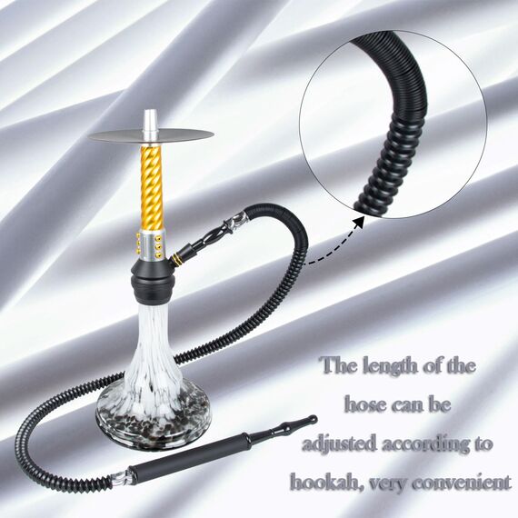 Skalierbarer Hookah Schlauch Ice Shisha Hookah Pfeife Abnehmbares Mundstück mit 2 wiederverwendbaren Eisbeutel für Frozen Cool Smoking (Schwarz)