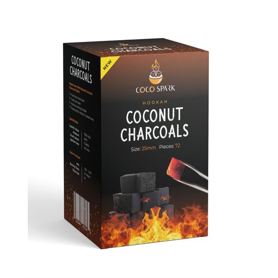Coco Spark Hookah Kokoskohle, Größe 25mm, 72 Stück