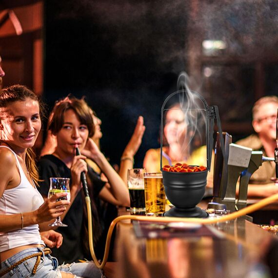 Hookah Kohlekorb 34,8 cm mit Kohlezange 17,8 cm Metallpinzette Tragbarer Kohlebehälter Eimer mit Metallkohlehalter für Shisha Zubehör