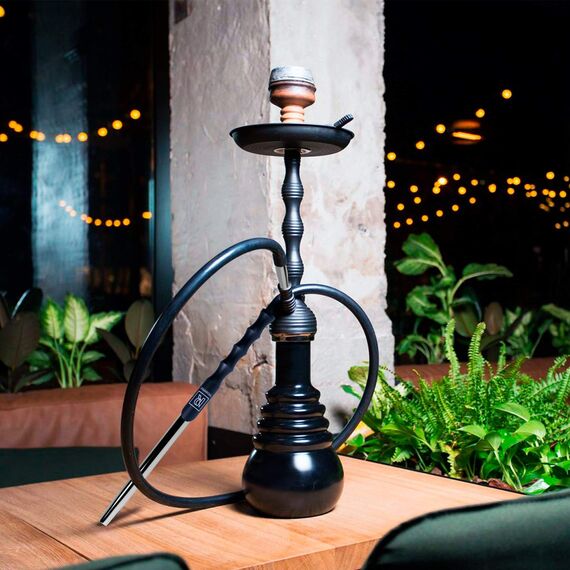 M. ROSENFELD Shisha Schlauch mit Mundstück – 150cm Soft-Touch Shisha Schlauch Set Matt (lebensmittelecht) inkl. Shisha Adapter + langes 40cm Ergo Aluminium Shisha Mundstück Shisha Set Schwarz Silber