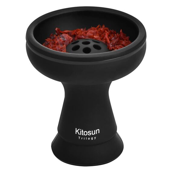 Kitosun Silikon-Wasserpfeifenschüssel mit Sieben Löcher – langlebige Shisha-Schüssel, schwarze Farbe, rechter Ersatz für Ton- und Keramikschalen, 8,9 cm hoch