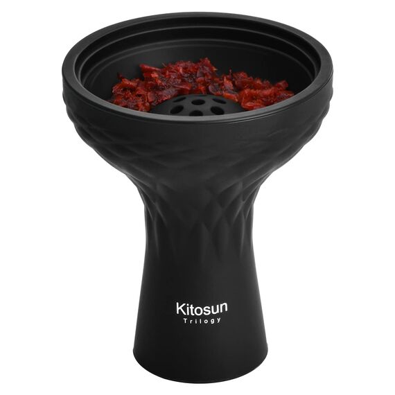 Kitosun Shisha Kopf Wasserpfeife Schüssel – Silikon 7 Loch Phunnel Schalen – Perfekt mit kaloud Lotus – Shisha Bowl schwarz Farbe – rechts Ersatz für Tonerde & Keramik Schalen 8,9 cm hoch