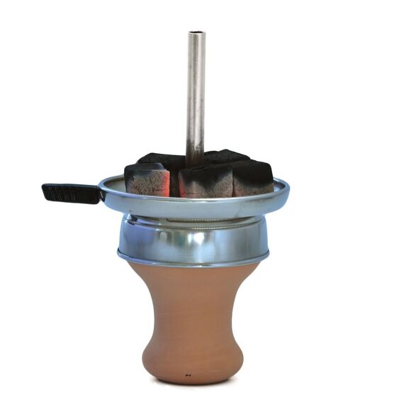 Kitosun Shisha Kopf Set - Keramik Shisha Schüssel mit 5Löchern und größerer Holzkohlehalter Kaminaufsatz mit Schirm Shisha Wärmemanagement Bündel