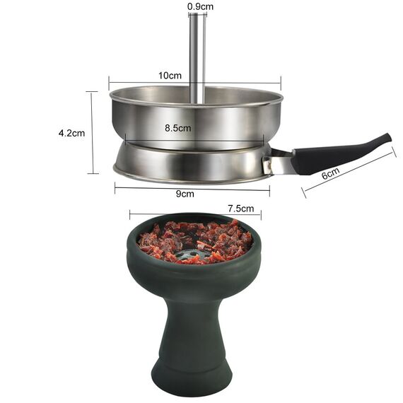 Shisha Kopf Set mit Kaminaufsatz – Kitosun Hookah Zubehör mit Schwarz Silikon Kopf und Shisha Kaminaufsatz Kamin Aufsatz Einfach zu Ersetzen Holzkohle und Schnelle Reinigung