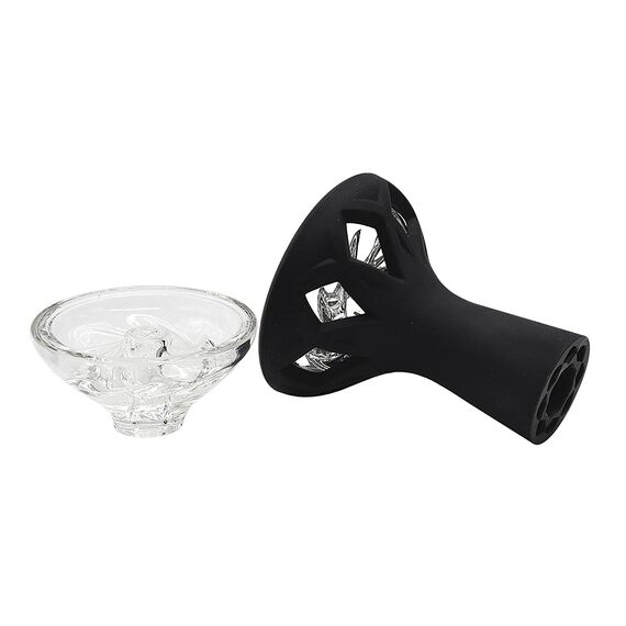 Beieyou Silikon-Schale für Wasserpfeifen mit Hurrikan-Kristallkern mit breitem Loch, leicht zu reinigen, schneller, geschmacksparend, Wärmemanagementsystem, 10,2 x 7,9 cm (1