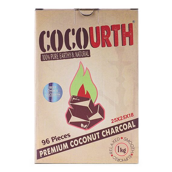 Hookah Naturkohle Kokosnusskohle 96 Stück flach Coco Urth 1 Kilo Shisha Kohle