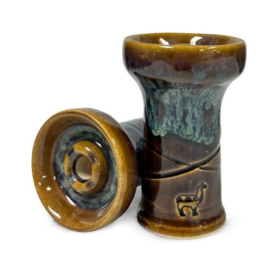 Premium Keramik Hookah Bowl Made by Alpaca Bowl - MiniRook - Hookah Head Bowl Premium Shisha Bowl Phunnel Hookah Bowls zum Rauchen mit Hookah - Hookah Top Bowl (Blau Braun)