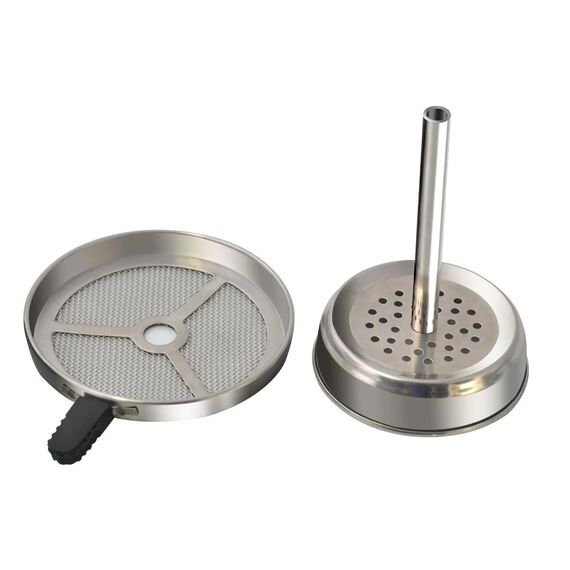Kitosun Shisha Kopf Set - Keramik Shisha Schüssel mit 5Löchern und größerer Holzkohlehalter Kaminaufsatz mit Schirm Shisha Wärmemanagement Bündel
