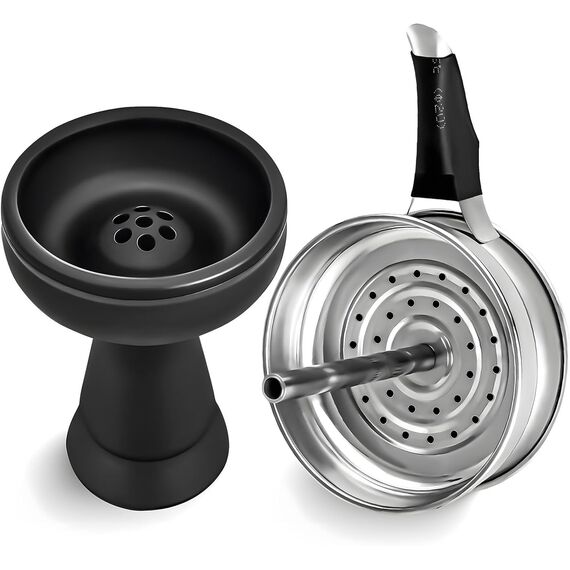 Hookah Bowl Set Silikon Phunnel Tabakschale mit Hookah Kohlehalter Premium Heat Management Screen für Rauchen Shisha Hookah Easy Replace Charcoal Schnelle Reinigung