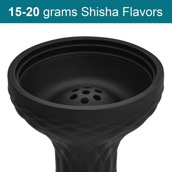 Kitosun Shisha Kopf Wasserpfeife Schüssel – Silikon 7 Loch Phunnel Schalen – Perfekt mit kaloud Lotus – Shisha Bowl schwarz Farbe – rechts Ersatz für Tonerde & Keramik Schalen 8,9 cm hoch