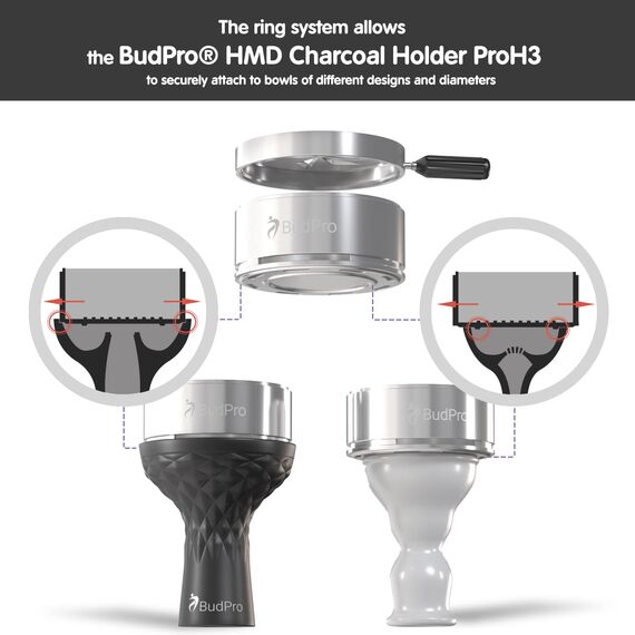 BudPro Hookah Kohlehalter ProH3 - Wärmemanagementsystem Gerät zum Sparen von Kohlen und Shisha Geschmack - Windhaube Hookah Head