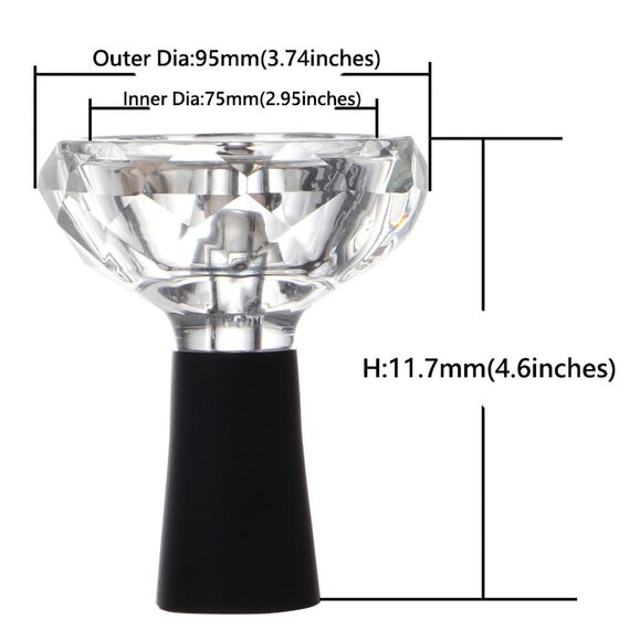 AGSDGAWD Shisha-Schale, Phunnel, diamantförmige Glas-Shisha-Schüssel, groß, hochtemperaturbeständig für Wärmemanagementsysteme, verbessern Sie Ihr Shisha-Erlebnis (Farbe: Schwarz)