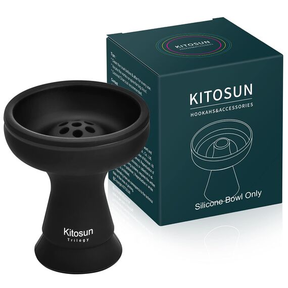Kitosun Silikon-Wasserpfeifenschüssel mit Sieben Löcher – langlebige Shisha-Schüssel, schwarze Farbe, rechter Ersatz für Ton- und Keramikschalen, 8,9 cm hoch