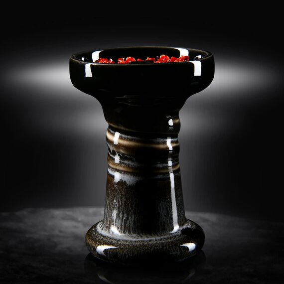 Tabakkopf Shisha Phunnel Kopf - Kitosun Mars Hookah Bowl Schale aus glasiertem Ton mit Rand kompatibel mit Provost & Foil, gut für alle Arten von Shisha-Leckereien 12-15 g (Schwarzweiß)