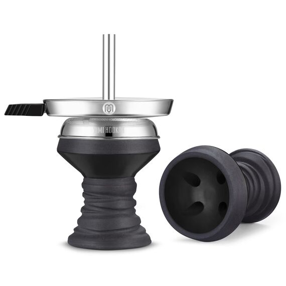Yimi Hookah Premium Keramik Wasserpfeife Schüssel Edelstahl Schüssel Bildschirm Hookah Kamin Holzkohle Schüssel Kit (Schwarz)