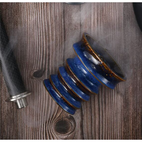 Praktische Shisha-Schüssel, Shisha-Zubehör, hohe Temperaturbeständigkeit, 100% Rohton mit Phunel-Emaille, Shisha-Schale für alle Räuchershisha-Geschmacksrichtungen (Longhua Demin Blue)