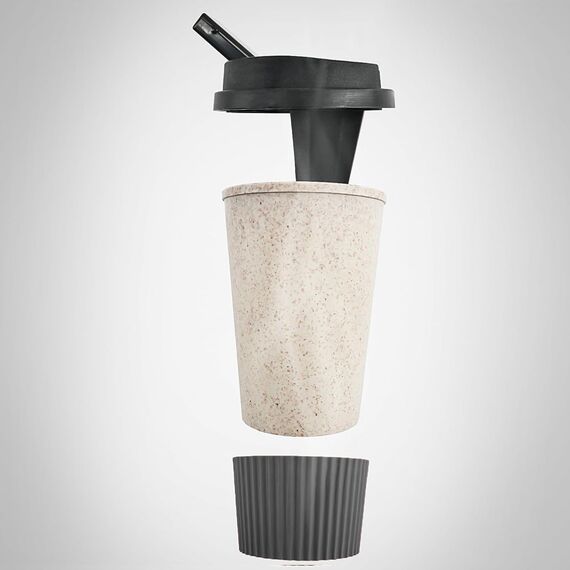 Tragbares Wasserpfeifen-Set, Wasserpfeifenzubehör, Silikondeckel, tragbare Reise-Shisha, Mini-Shisha-Becher mit Kaffeetassen-Design (Grau)