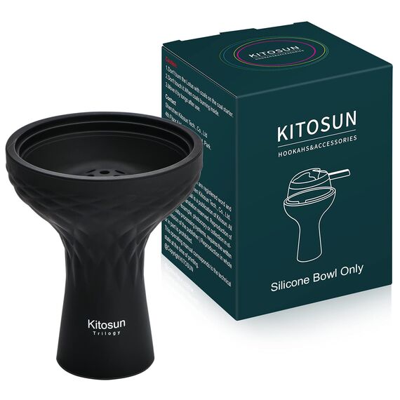 Kitosun Shisha Kopf Wasserpfeife Schüssel – Silikon 7 Loch Phunnel Schalen – Perfekt mit kaloud Lotus – Shisha Bowl schwarz Farbe – rechts Ersatz für Tonerde & Keramik Schalen 8,9 cm hoch
