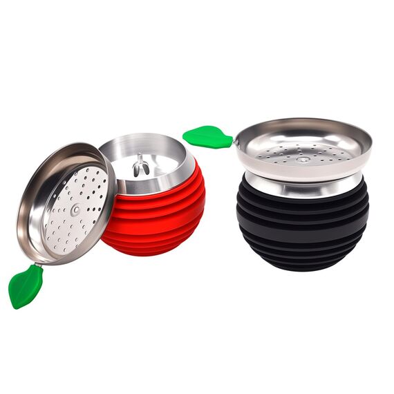 KKDUCK Hookah Bowl Set mit Kohlehalter - Silikon und Edelstahl, Schwarz & Rot, Langlebig, Leicht zu reinigen, Dual Flavor Design für Shisha Enthusiasten (2 Pack)
