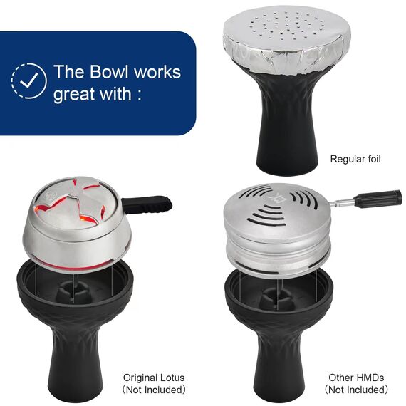 Hookah Bowl - Rubber Silicone Phunnel Hookah Bowl Perfect Work with Heat Management Device Bundle for Better Shisha Hookah Narguile Smoking Accessories Easy Clean (7 Mini Hole)