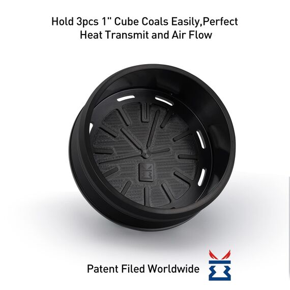 KITOSUN Shisha HMD Smokebox Edelstahl - Shisha Zubehör WatchHMD Holzkohle Heat Management Device Edelstahl HMD Kohlenhalter Leicht zu Halten 3 Stück 26 mm Kokosnuss Kohlen (OwatchHMD-Schwarz)