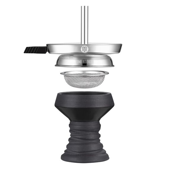 Yimi Hookah Premium Keramik Wasserpfeife Schüssel Edelstahl Schüssel Bildschirm Hookah Kamin Holzkohle Schüssel Kit (Schwarz)