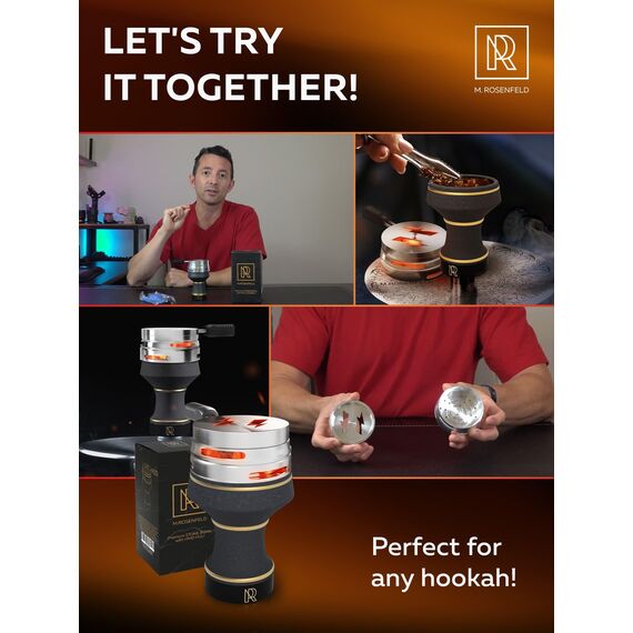 Hookah Bowl Set Premium Stone Black Bowl - Shisha Bowl mit Abdeckung Wärmemanagement Kohlehalter - Luxus Classic Hookah Bowls für Hookah Rauchen, Keramik Hookah Kopf mit HMD