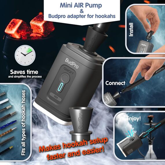 Hookah Pump Shisha Starter Elektrische Luft Kit Vakuum - Wiederaufladbar mit Campinglicht - Tragbare Kohle Mini Hookah Gebläse Set Luftkompressor
