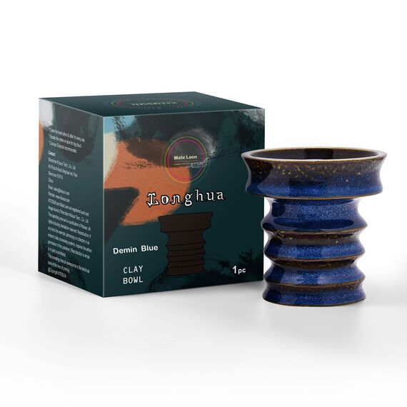 Praktische Shisha-Schüssel, Shisha-Zubehör, hohe Temperaturbeständigkeit, 100% Rohton mit Phunel-Emaille, Shisha-Schale für alle Räuchershisha-Geschmacksrichtungen (Longhua Demin Blue)