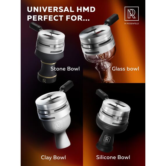 Hookah Bowl Set Premium Stone Black Bowl - Shisha Bowl mit Abdeckung Wärmemanagement Kohlehalter - Luxus Classic Hookah Bowls für Hookah Rauchen, Keramik Hookah Kopf mit HMD