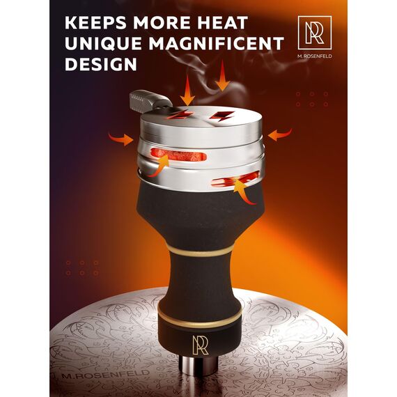 Hookah Bowl Set Premium Stone Black Bowl - Shisha Bowl mit Abdeckung Wärmemanagement Kohlehalter - Luxus Classic Hookah Bowls für Hookah Rauchen, Keramik Hookah Kopf mit HMD