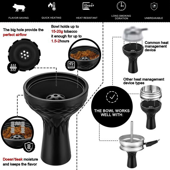 HapyWaer Silikon Phunnel Bowl Premium Shisha Wärmemanagement Shisha Tabak Schüssel Rechter Ersatz für Ton, Keramikschalen 9,7 cm hoch Geschenkbox (Lotus 7 Loch)
