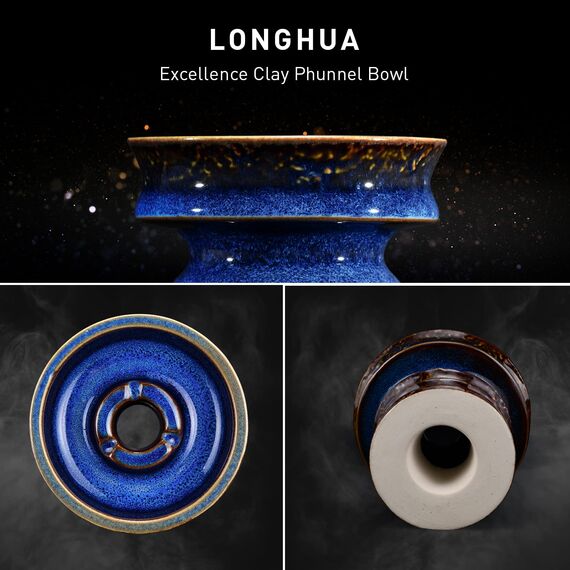 Praktische Shisha-Schüssel, Shisha-Zubehör, hohe Temperaturbeständigkeit, 100% Rohton mit Phunel-Emaille, Shisha-Schale für alle Räuchershisha-Geschmacksrichtungen (Longhua Demin Blue)