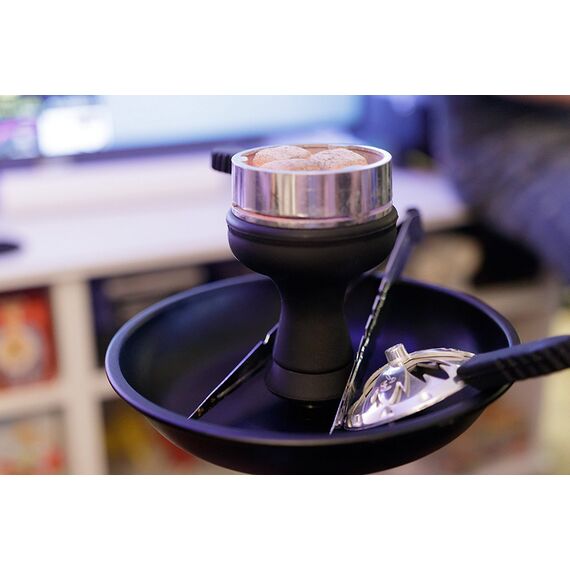 Kitosun Silikon-Wasserpfeifenschüssel mit Sieben Löcher – langlebige Shisha-Schüssel, schwarze Farbe, rechter Ersatz für Ton- und Keramikschalen, 8,9 cm hoch