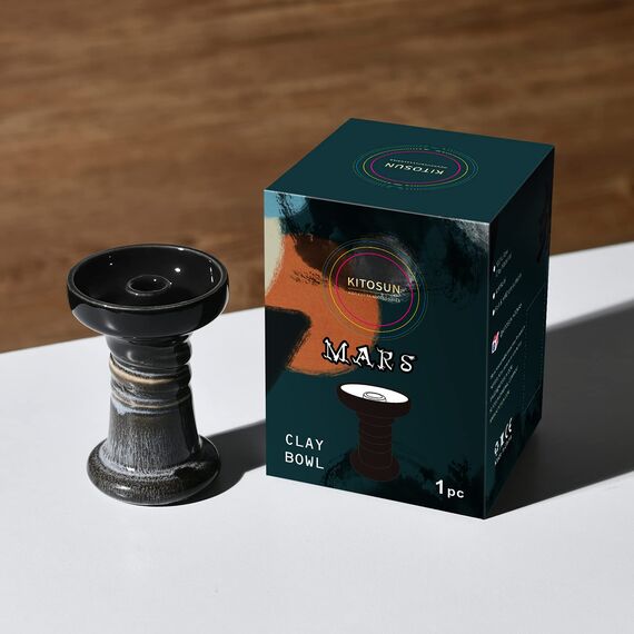 Tabakkopf Shisha Phunnel Kopf - Kitosun Mars Hookah Bowl Schale aus glasiertem Ton mit Rand kompatibel mit Provost & Foil, gut für alle Arten von Shisha-Leckereien 12-15 g (Schwarzweiß)