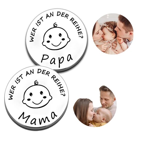 Lustige Entscheidungsmünze für neue Eltern Neue Papa Mama Geschenke Entscheidungsmünze,Taufgeschenke für mädchen jungen,Neue Eltern Geschenk um eine Entscheidung zu treffen (Silber)