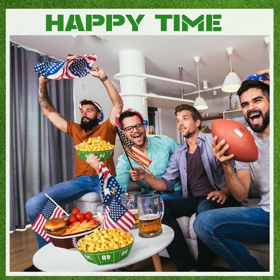 MotiMind Große Fußball-Snack-Schüssel, 23,4 cm, Fußball-Papier-Serviertabletts, langlebige Papierschale für Spieltag, Partys, Sportveranstaltungen, Geburtstagspartys, 12 Stück