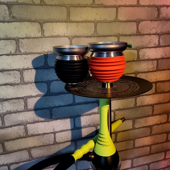 KKDUCK Hookah Bowl Set mit Kohlehalter - Silikon und Edelstahl, Schwarz & Rot, Langlebig, Leicht zu reinigen, Dual Flavor Design für Shisha Enthusiasten (2 Pack)