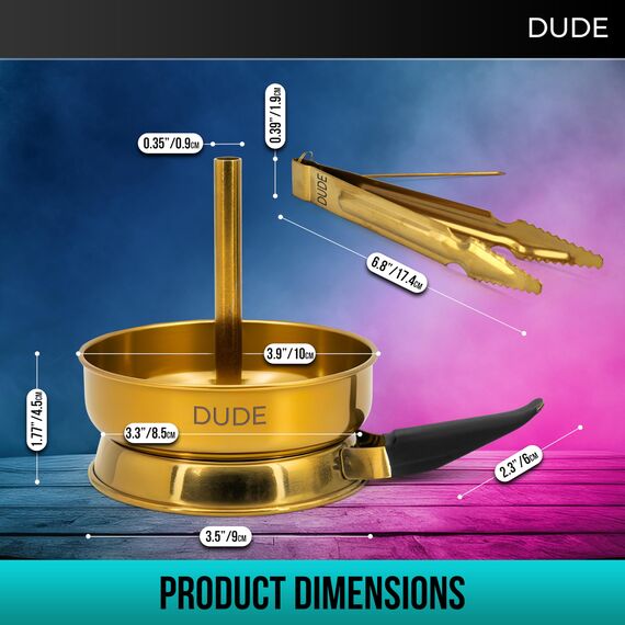Shisha Kohlehalter mit Shisha-Zange - Shisha Kohlehalter mit Shisha Zange für Kohle - Shisha Wärmemanagementgerät mit Shisha-Zange und Schürhaken - Hookah HMD - Hookah Bowl Zubehör (Gold)