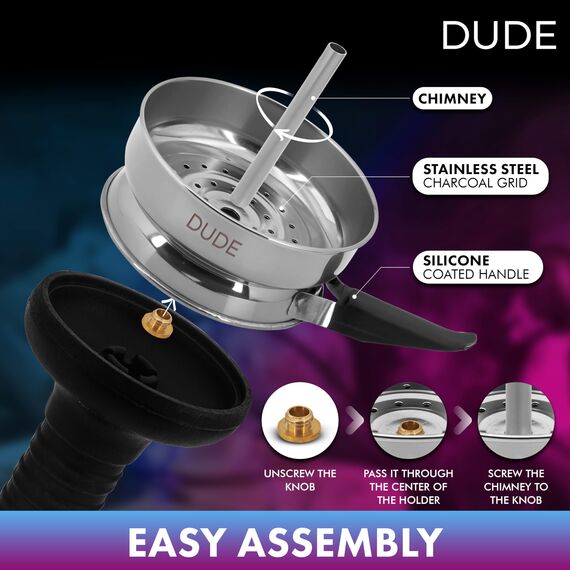 Silikon Hookah Bowl Set | Hookah Kopf mit Hookah Heat Management Kohlehalter zum Rauchen von Wasserpfeifen | Hookah Zubehör | Hookah Kohlen Zange | Hookah Flavor Gabel und 10 Hookah Tips Shisha Shisha