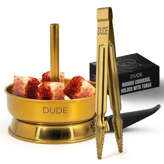 Shisha Kohlehalter mit Shisha-Zange - Shisha Kohlehalter mit Shisha Zange für Kohle - Shisha Wärmemanagementgerät mit Shisha-Zange und Schürhaken - Hookah HMD - Hookah Bowl Zubehör (Gold)