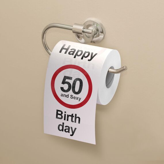 GOODS+GADGETS Lustiges Fun Klopapier zum 50. Geburtstag Toilettenpapier Geschenkartikel Geburtstags-Dekoration 50 und Sexy!