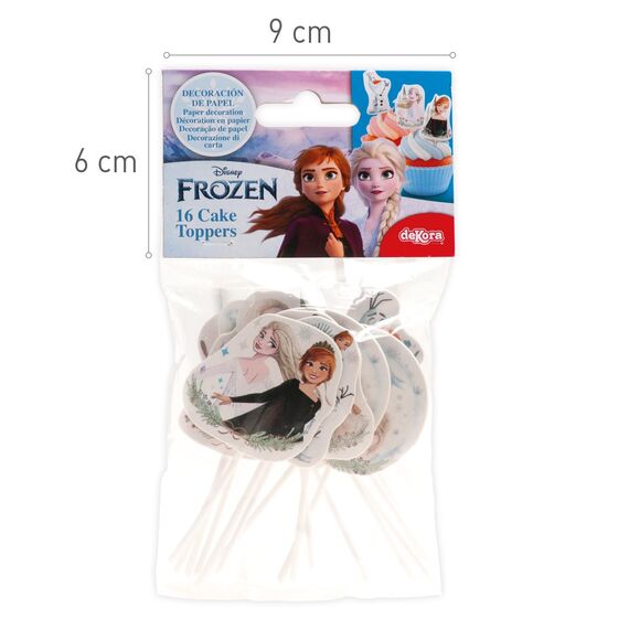 dekora - Set für Cupcakes und Muffin Deko Geburtstag - Die Eiskönigin Cupcake Topper aus Papier - 16 Stück in 8 verschiedenen Designs
